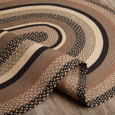 Sawyer Mill Charcoal Jute Braided Rug Oval 4'x6' with Rug Pad VHC Brands - The Fox Decor